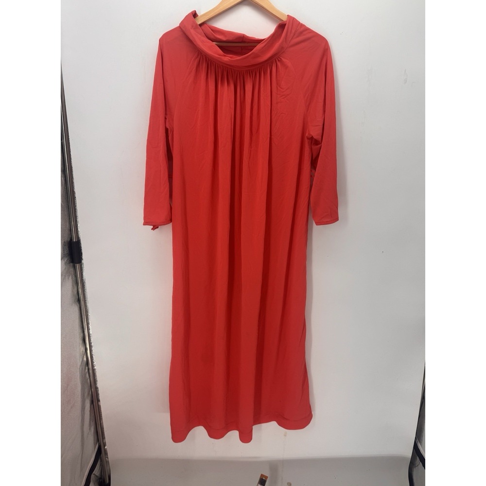 Vintage Miss Elaine Red Hostess Lounge Dress Size Large Retro Holiday Christmas